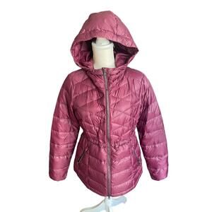 Womens Athleta Maroon Quilted Ribbed Puffer Jacket Size S Small